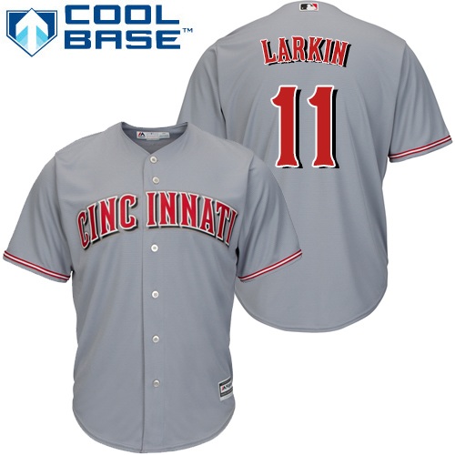 Reds #11 Barry Larkin Grey Cool Base Stitched Youth MLB Jersey - Click Image to Close